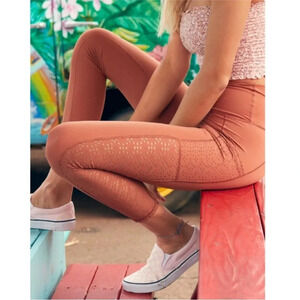 Aerie 7/8 Laser Cut Rust Leggings